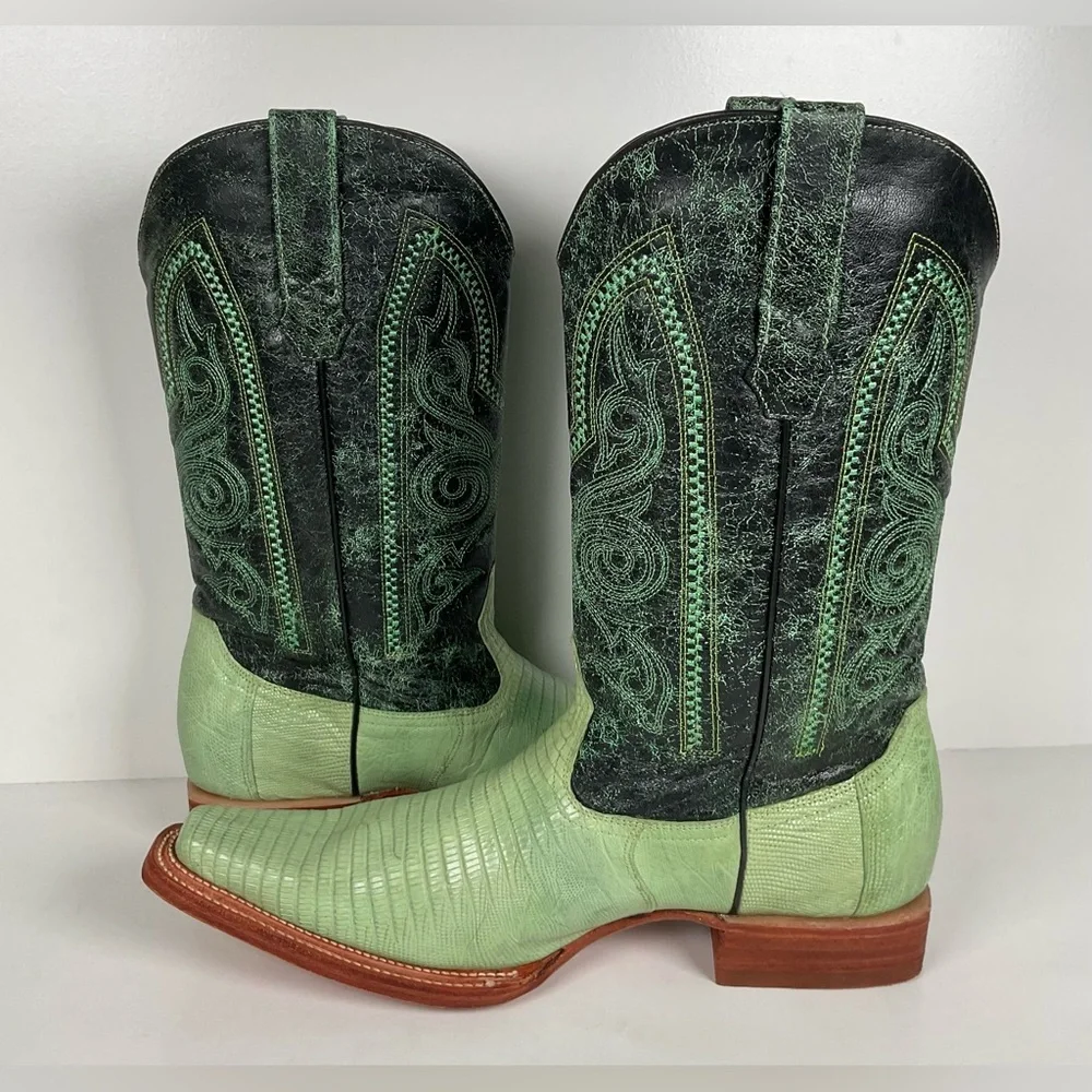 Los Altos Teju Lizard Cowboy Boots | Lime Green | Men’s 10.5 EE - Picture 13 of 16